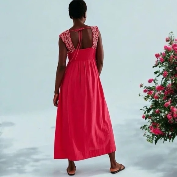 New! Free People Feel The Frill Midi Dress in Love Potion 20976 - Picture 3 of 12